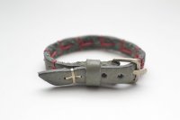 m.a+　" CROSS STITCHED ULTRASKINNY RIST BAND "　col.BISON LEATHER SHADOW GREY