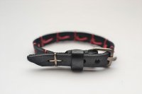 m.a+　" CROSS STITCHED ULTRASKINNY RIST BAND "　col.BISON LEATHER BLACK