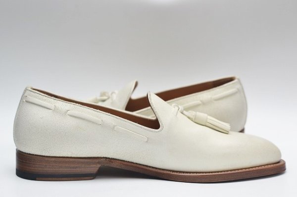 画像3: F.lli Giacometti　" Suede Leather Tassel Loafer : Cordvan Toe "　col.Bianco