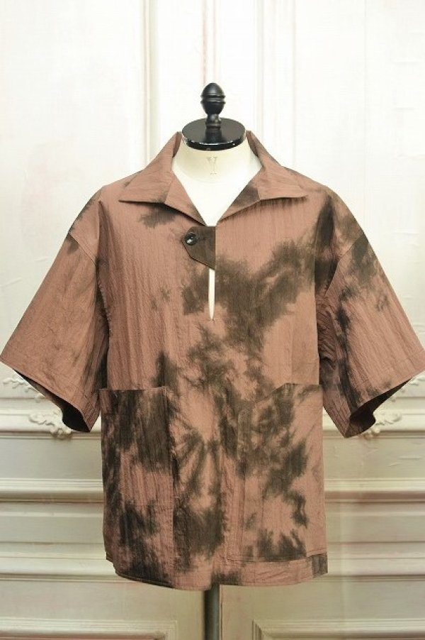画像1: amachi.　"  Packable Meeting Shirt "　col.Brown Uneven Dye