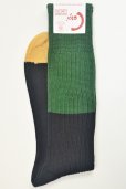 画像1: Corgi　" Block Sock2 - Mercerized Cotton "　col.Green / Darknavy / Mustard (1)