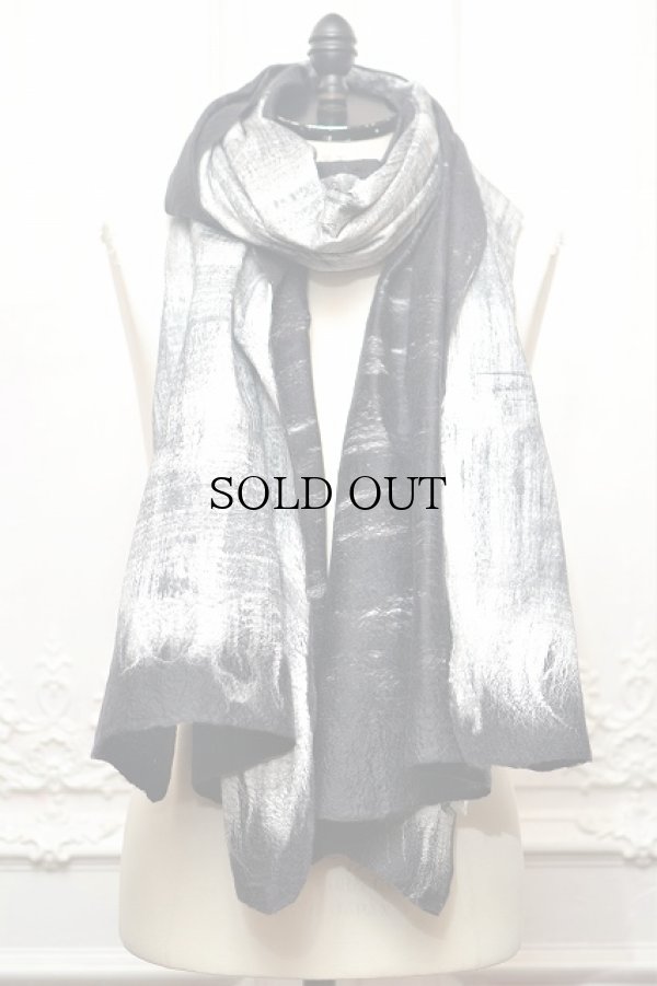 画像3: SILVANA MANETTI　" WOOL SILK STOLE - PAINTING 300 "　col.Black