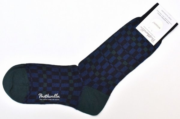画像1: Pantherella　" Knit Sox - Wetton - Plaid "　col.Navy