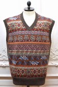画像1: NICENESS　" RITCHIE / Fair isle knit vest "　col.O.Brown (1)