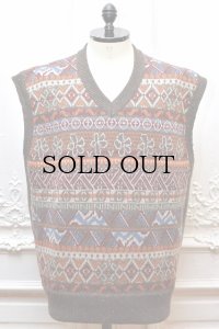 NICENESS　" RITCHIE / Fair isle knit vest "　col.O.Brown