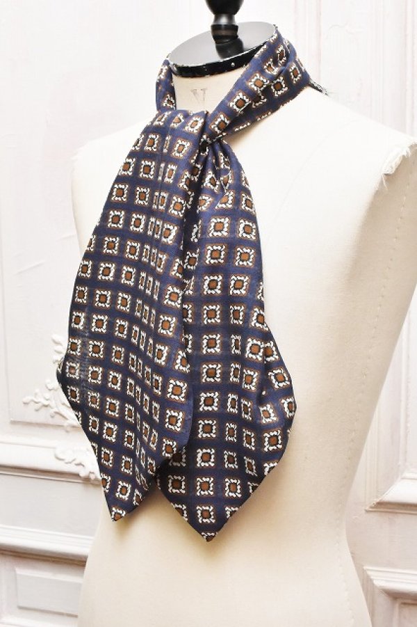 画像2: Fratelli Luigi　" Cotton Linen Silk Ascot Tie "　col.Navy/Brown