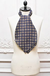 Fratelli Luigi　" Cotton Linen Silk Ascot Tie "　col.Navy/Brown