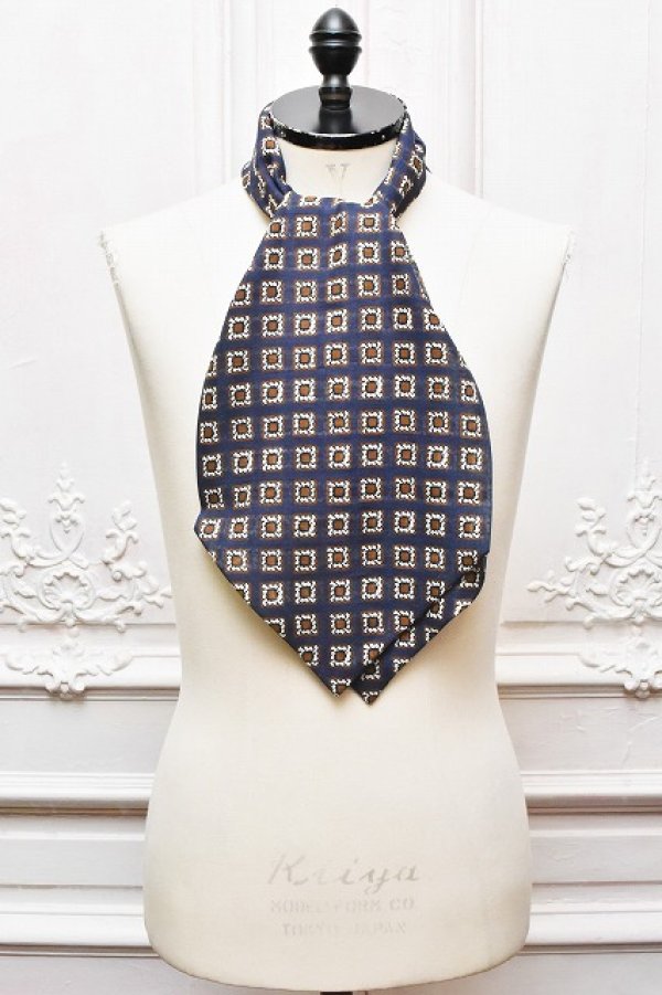 画像1: Fratelli Luigi　" Cotton Linen Silk Ascot Tie "　col.Navy/Brown