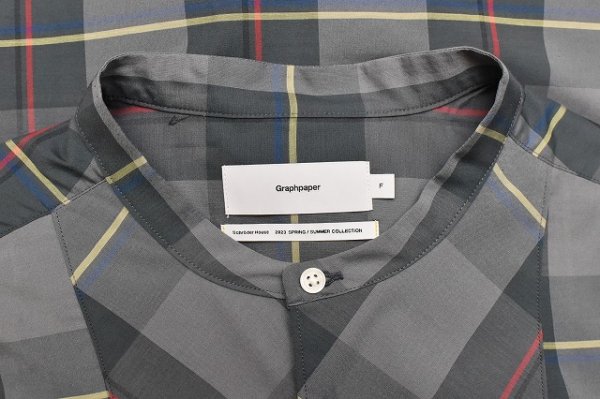 画像5: Graphpaper   " Sheer Check Oversized Band Collar Bosom Shirt  "　col.Check