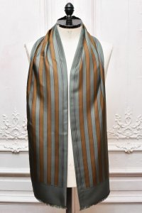 Cristaseya 　" Striped Silk Scarf  "　col.Sauge&Olive Stripes