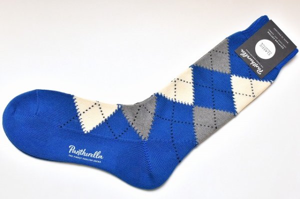 画像1: Pantherella　" Cotton Knit Sox - Turnmill - argyle "　col.Monoco Blue