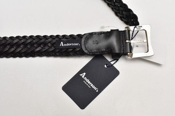 画像3: ANDERSON’S　" Leather Mesh Belt - French Buckle "　col.Black / Silver