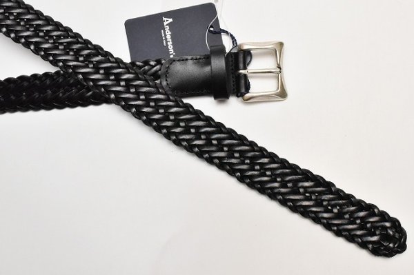 画像2: ANDERSON’S　" Leather Mesh Belt - French Buckle "　col.Black / Silver