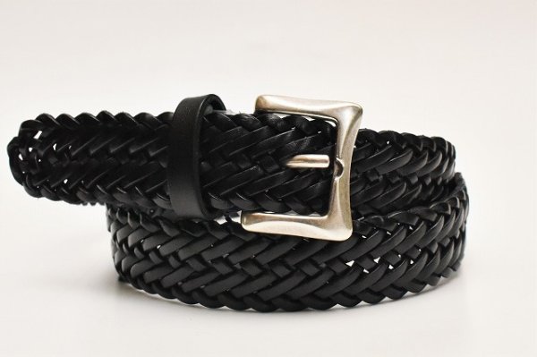 画像1: ANDERSON’S　" Leather Mesh Belt - French Buckle "　col.Black / Silver