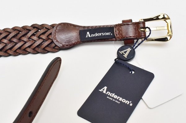 画像3: ANDERSON’S　" Leather Mesh Belt - Leather Chip "　col.Tan / Gold