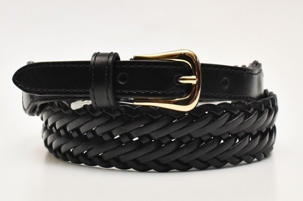 画像1: ANDERSON’S　" Leather Mesh Belt - Leather Chip "　col.Black / Gold