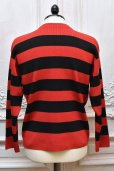 画像4: Slopeslow　" Wide stripes sweater - Paper / High twisted wool "　col.Red×Black (4)