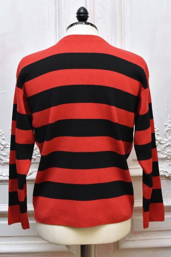 画像4: Slopeslow　" Wide stripes sweater - Paper / High twisted wool "　col.Red×Black