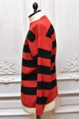 画像3: Slopeslow　" Wide stripes sweater - Paper / High twisted wool "　col.Red×Black (3)