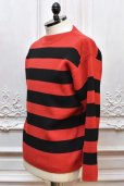 画像2: Slopeslow　" Wide stripes sweater - Paper / High twisted wool "　col.Red×Black (2)