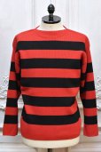 画像1: Slopeslow　" Wide stripes sweater - Paper / High twisted wool "　col.Red×Black (1)