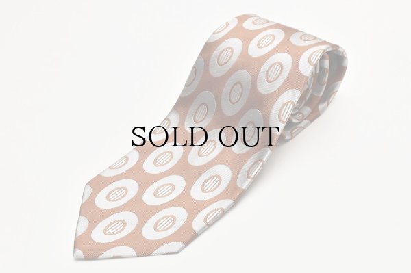 画像1: HUSBANDS　" Tie in Italian Silk Jacquard with Geometric Pattern "　col.Apricot and Silver