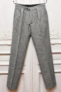 HUSBANDS　" High Waisted Double Pleated Trousers - Straight Leg "　col.Black and White