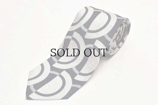 画像1: HUSBANDS　" Tie in Italian Silk Jacquard with Art Deco Pattern "　col.Black and Silver