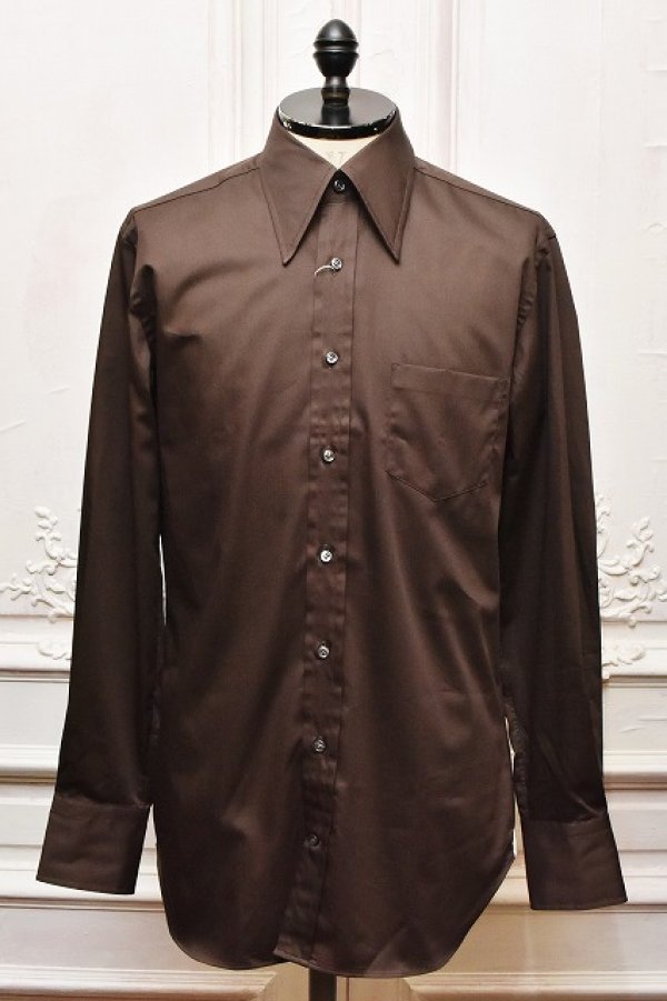 画像1: HUSBANDS　" Shirt With Exaggerated Collar and Cuffs - Classic Fit "　col.Chocolate