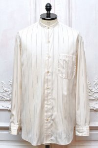 Salvatore Piccolo　" Striped Silk Cotton Band Collar Shirt "　col.Light Beige