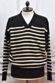 画像1: Slopeslow　" Cross Vneck Sweater - Hard twisted Shetlandwool "　col. Black x White (1)