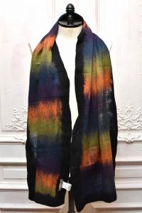 SILVANA MANETTI　" WOOL CASHMERE NYLON STOLE - ANTARES "　col.Blue/Olive