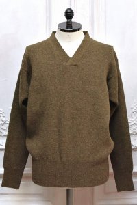 Slopeslow　" Cross Vneck Sweater - Hard twisted Shetlandwool "　col. Khaki