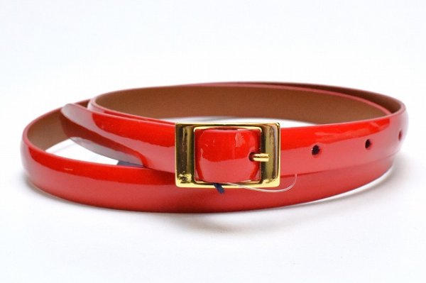 画像1: ANDERSON’S　" Leather Narrow Belt - Patent "　col.Red / Gold