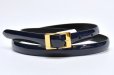 画像1: ANDERSON’S　" Leather Narrow Belt - Patent "　col.Navy / Gold (1)