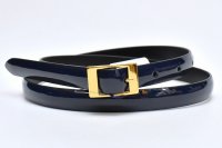 ANDERSON’S　" Leather Narrow Belt - Patent "　col.Navy / Gold
