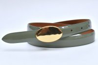 ANDERSON’S　" Leather Narrow Belt - Patent "　col.Khaki / Gold