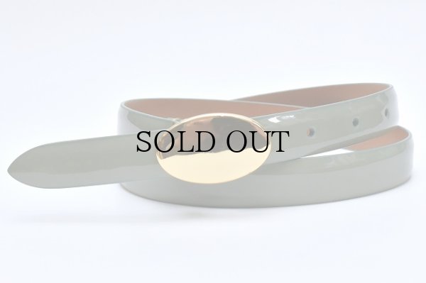 画像1: ANDERSON’S　" Leather Narrow Belt - Patent "　col.Khaki / Gold