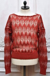 Cristaseya 　" Linen Lace Sweater "　col.Brick Red