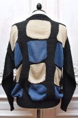 画像4: Cristaseya 　" Washi Paper Pachwork Sweater "　col.Black with beige/blue pathework (4)