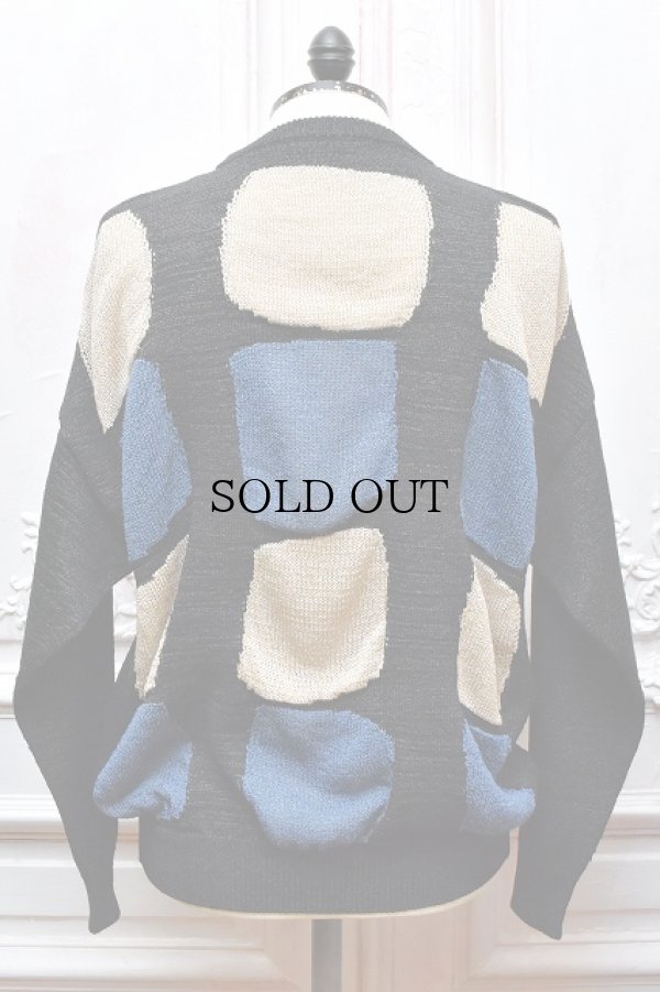 画像4: Cristaseya 　" Washi Paper Pachwork Sweater "　col.Black with beige/blue pathework