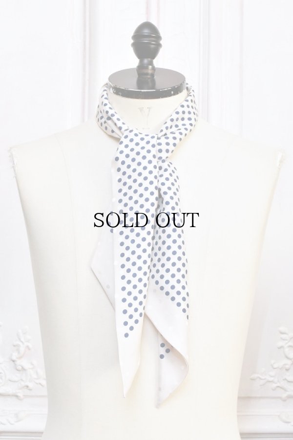 画像1: Fratelli Luigi　" Silk Scarf "　col.Off White / Navy Dot