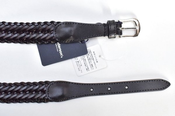 画像2: ANDERSON’S　" Leather Mesh Belt - Leather Chip "　col.Black / Silver