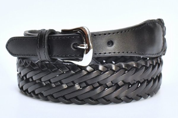 画像1: ANDERSON’S　" Leather Mesh Belt - Leather Chip "　col.Black / Silver