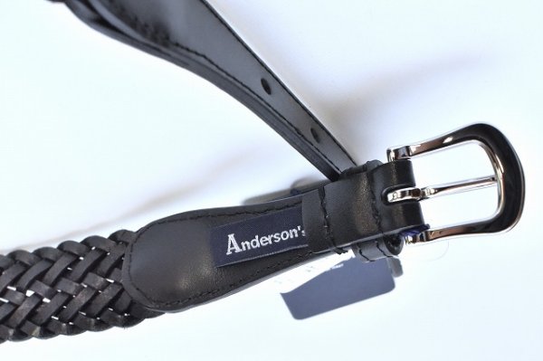 画像3: ANDERSON’S　" Leather Mesh Belt - Leather Chip "　col.Black / Silver