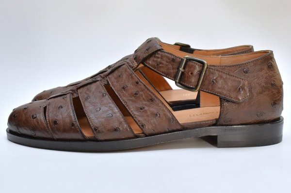 画像1: F.lli Giacometti　" Gurkha sandals - Ostrich "　col.Tabaco