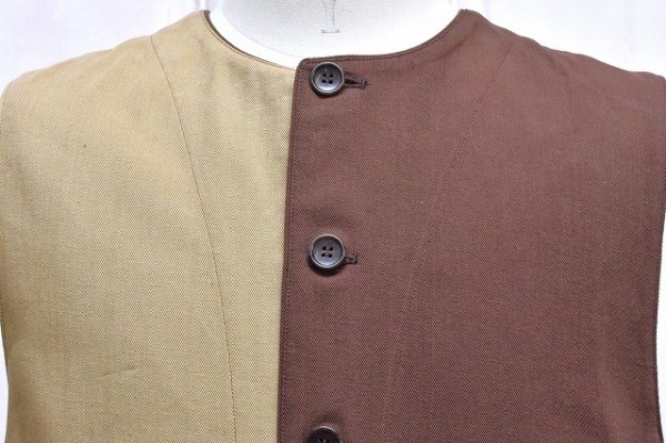 画像2: NICENESS　" CARLOS / Double Front Vest "　col.Brown × Khaki