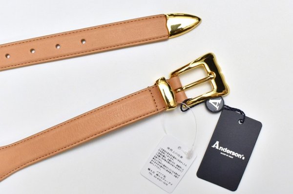 画像2: ANDERSON’S　" Leather Western Belt "　col.Beige / Gold