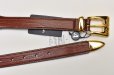 画像2: ANDERSON’S　" Leather Western Belt - Embossed Lizard "　col.Brown / Gold (2)