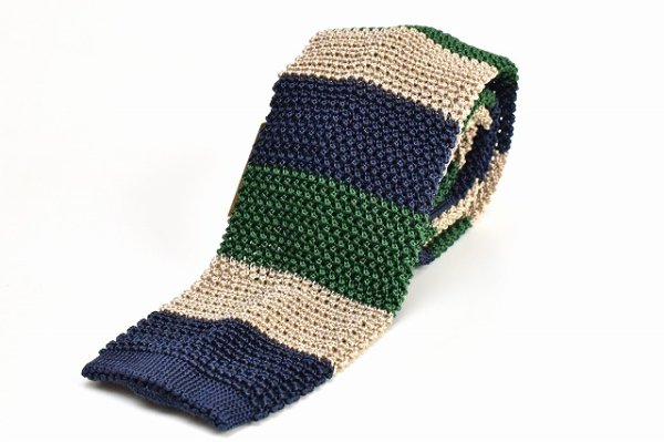 画像1: m's braque　" Knit Tie - Vintage "　col.Navy Green Ivory